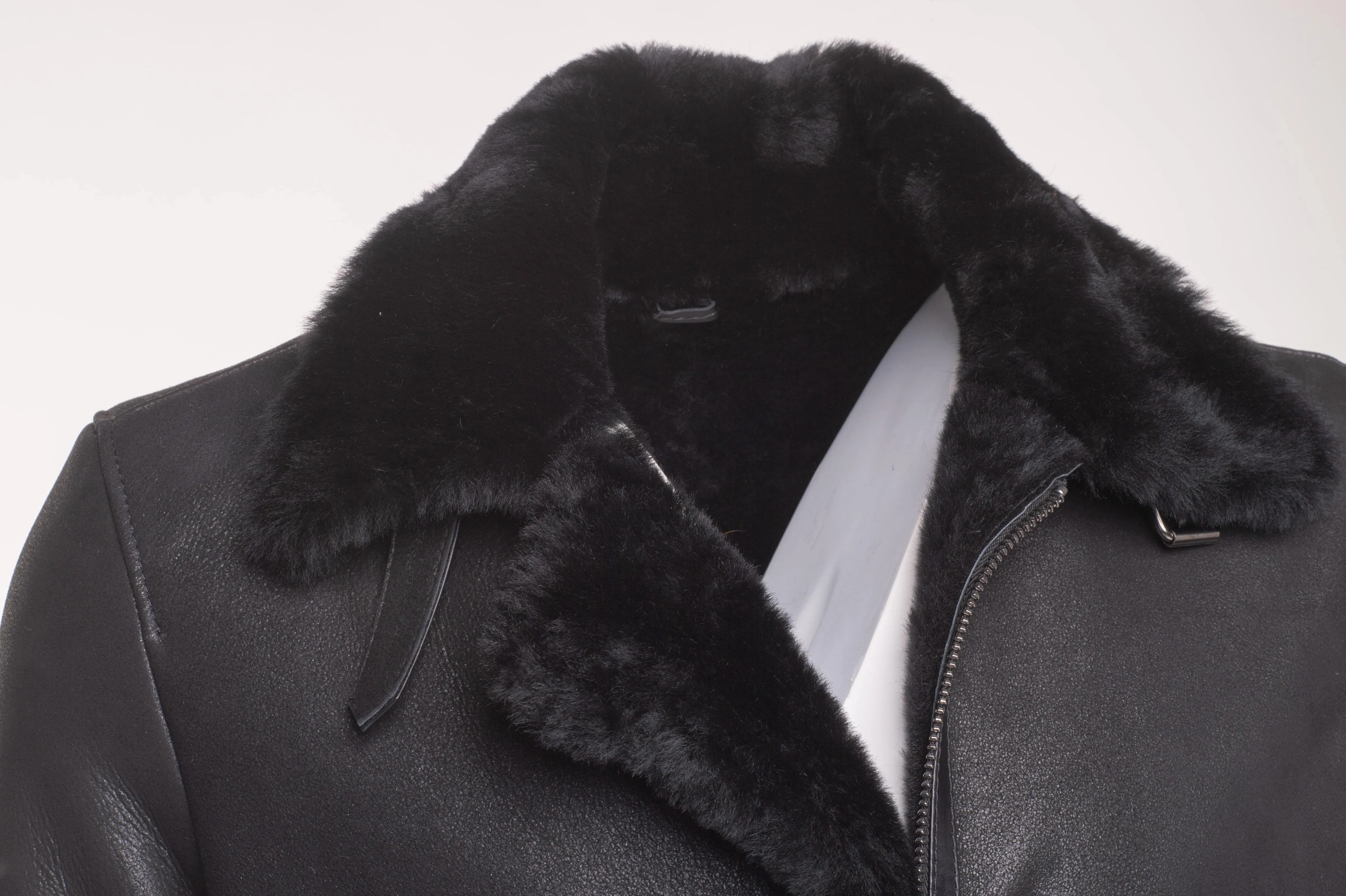 B3 Black Bomber Aviator Shearling Jacket