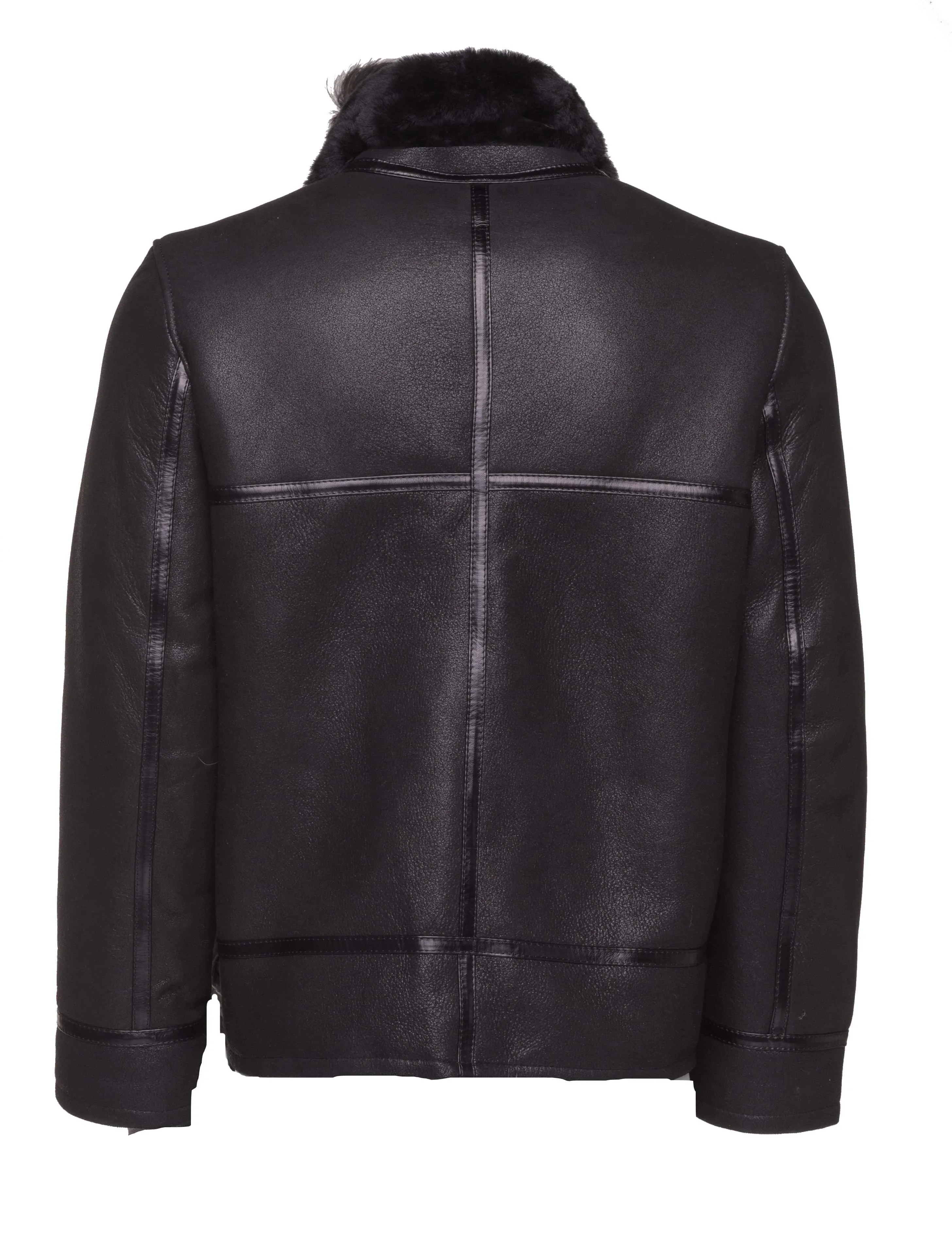 B3 Black Bomber Aviator Shearling Jacket