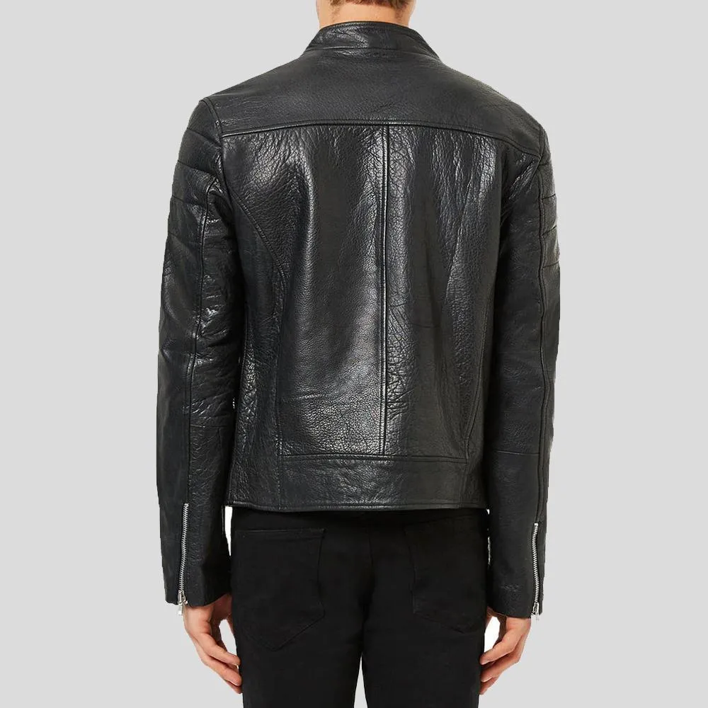 Barret Black Motorcycle Leather Jacket for Men