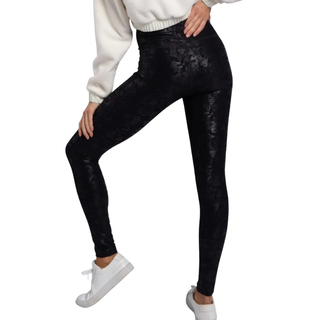 Black Glaze Foil Leggings