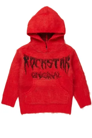 Boys Andros Red Graphic Knit Hoodie