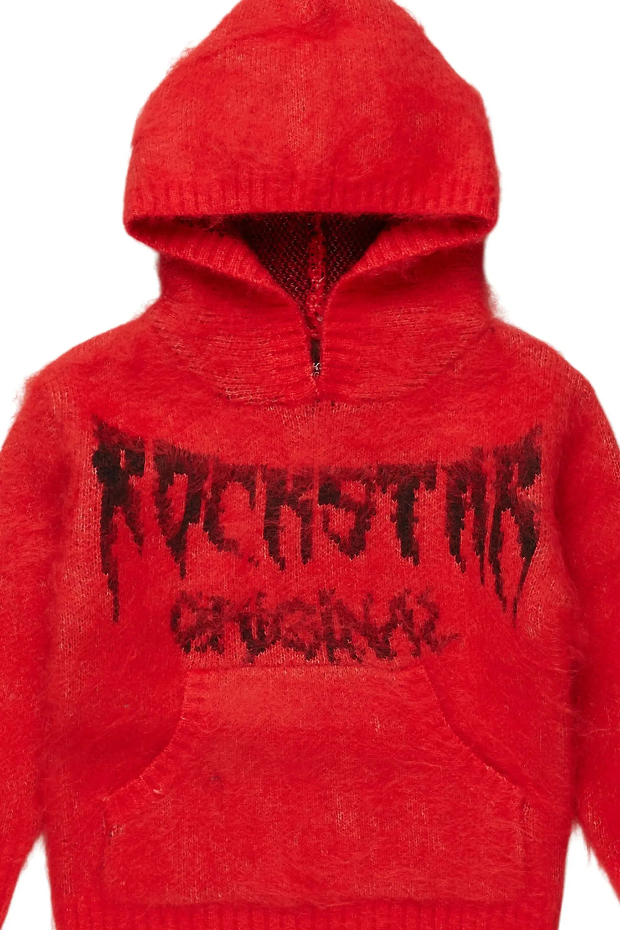 Boys Andros Red Graphic Knit Hoodie