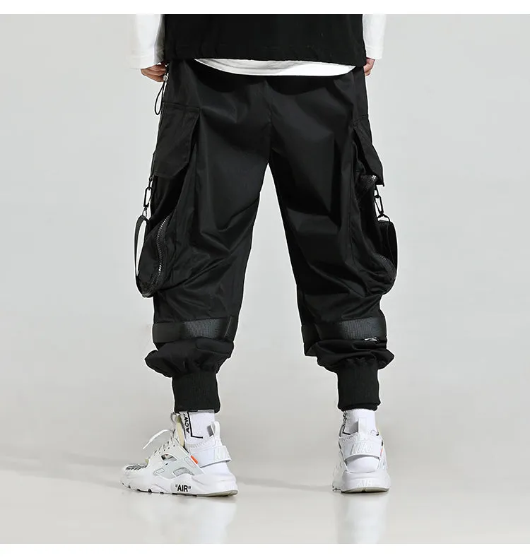 Buckled Pocket Men Monochrome Cargo Jogger Pants