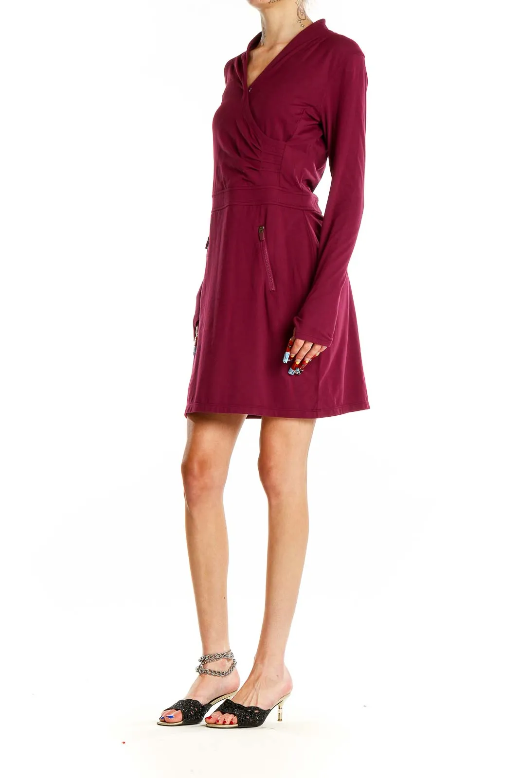 Burgundy Wrap-Style Athletic Dress