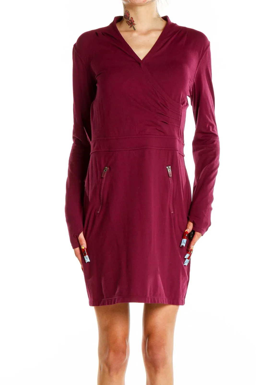 Burgundy Wrap-Style Athletic Dress