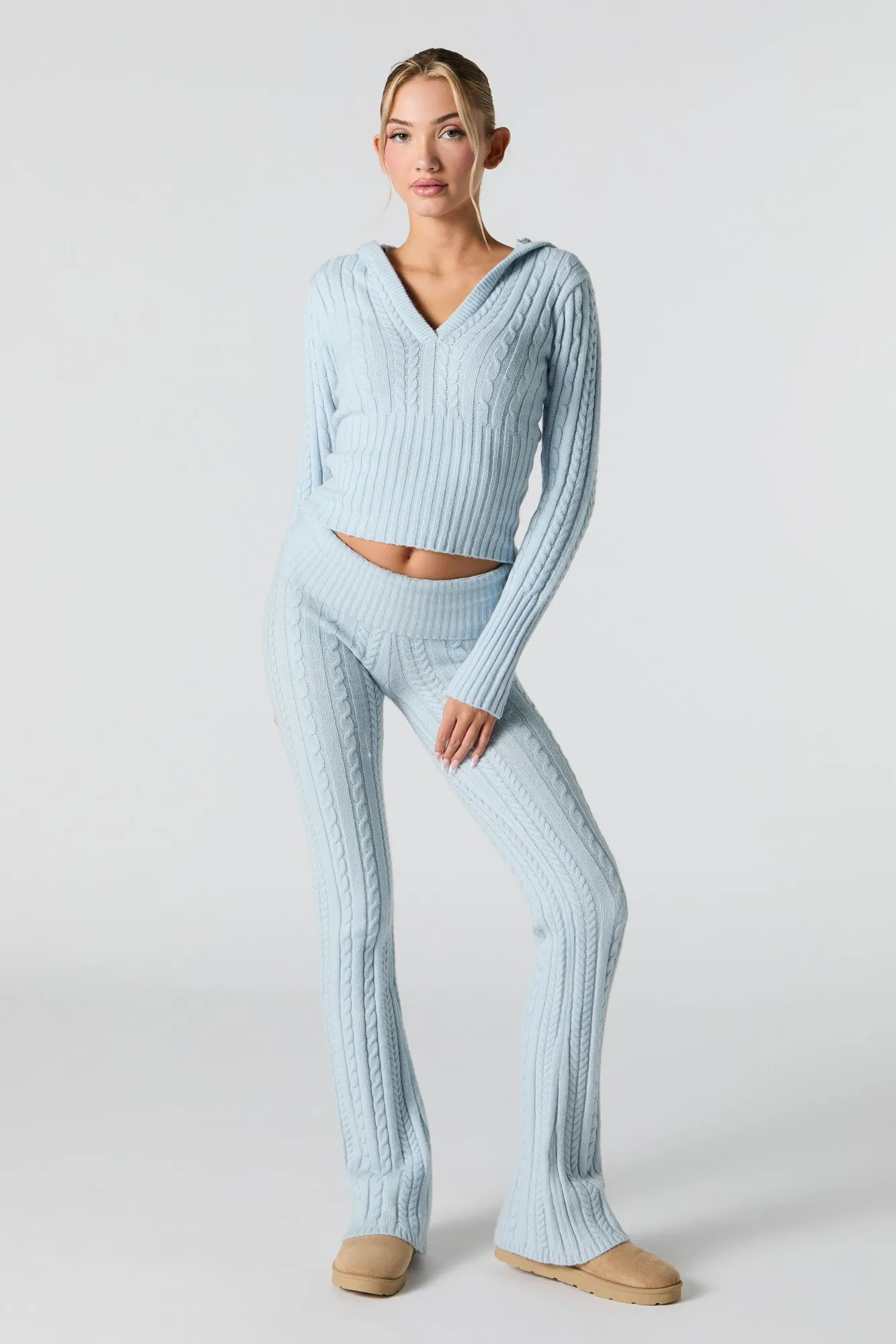 Cable Knit Wide Leg Pant