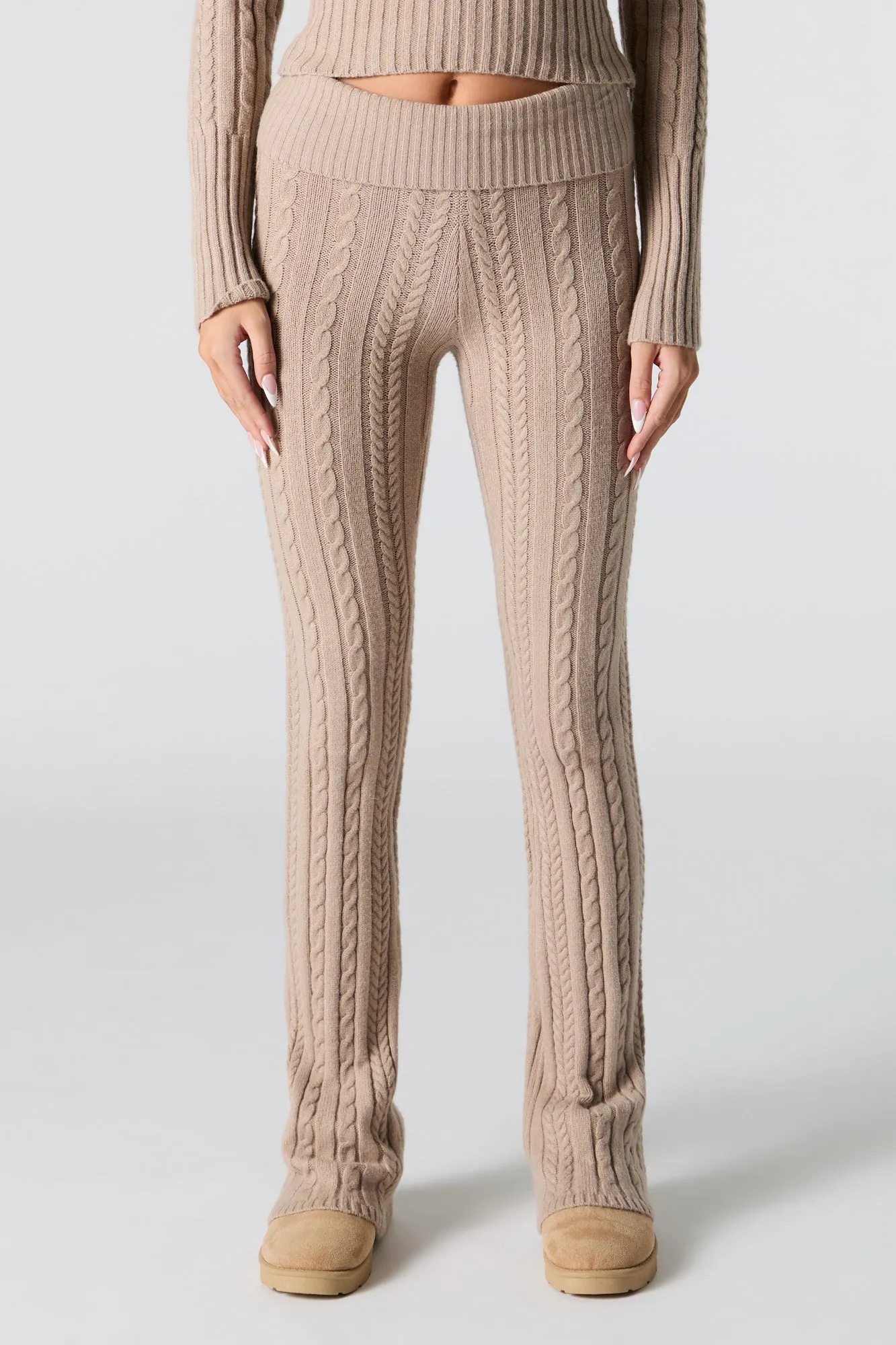 Cable Knit Wide Leg Pant