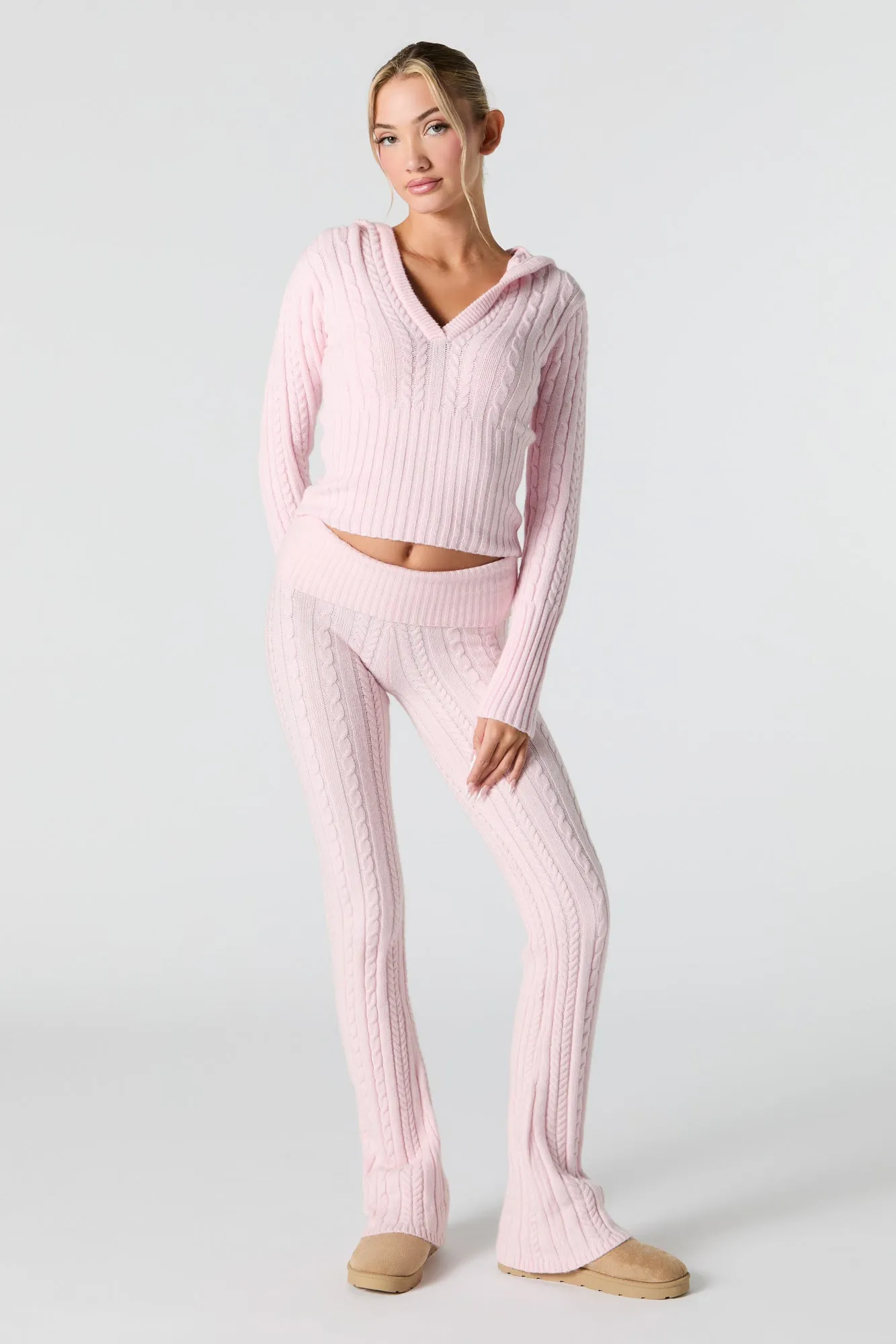 Cable Knit Wide Leg Pant