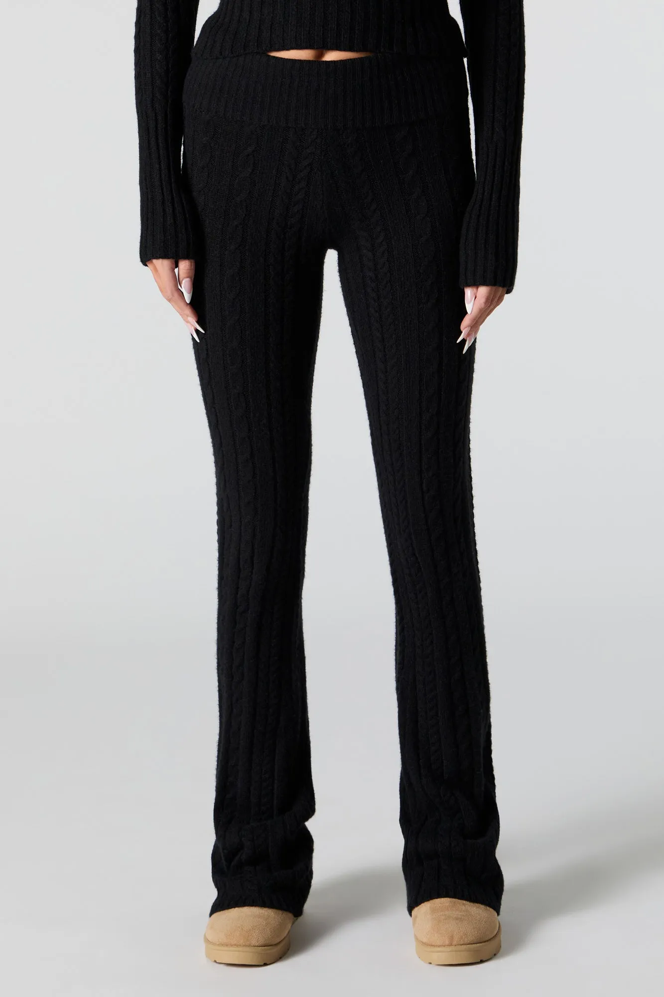 Cable Knit Wide Leg Pant