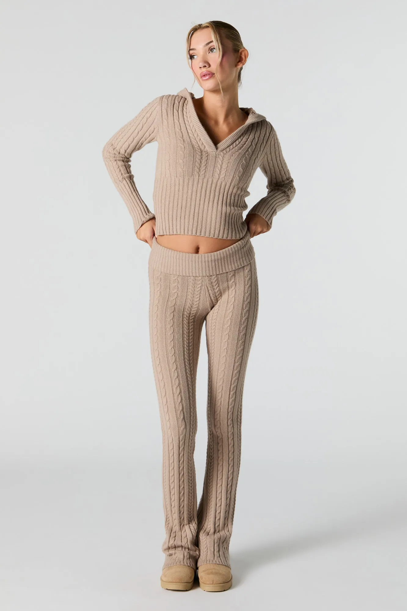 Cable Knit Wide Leg Pant