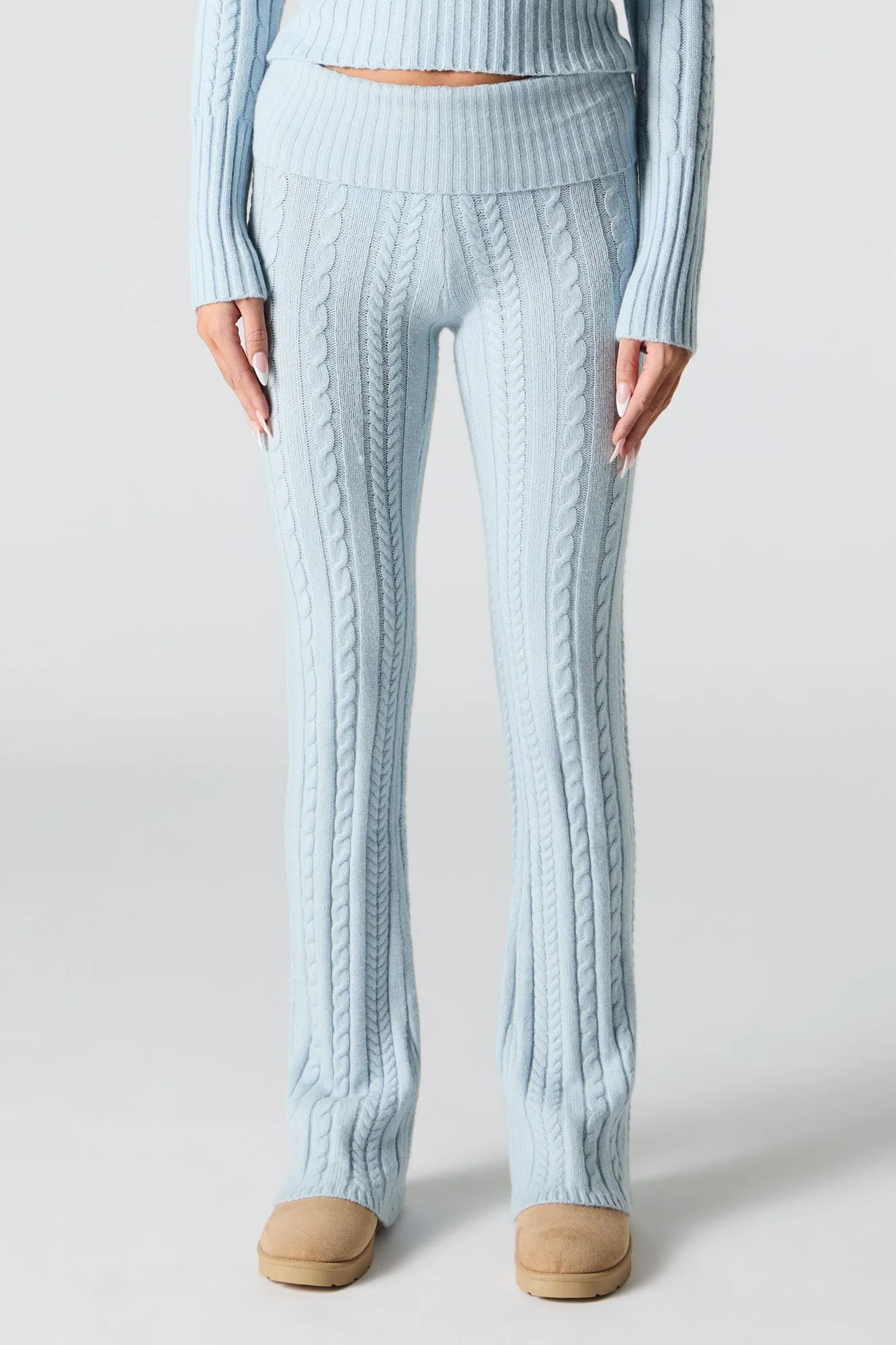 Cable Knit Wide Leg Pant