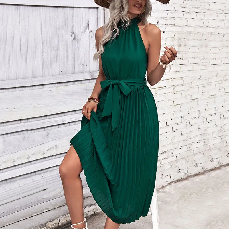 Chic Monochrome Minimalist Halter Neck Dress