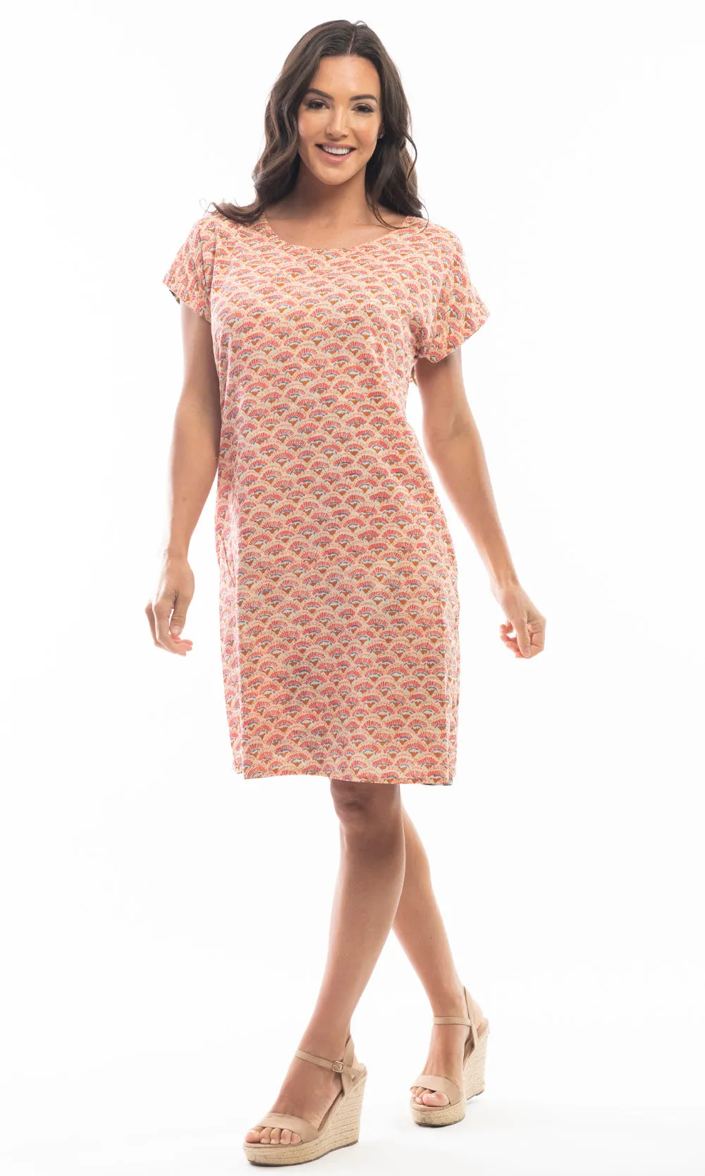 Cotton Dress Shift Short Sleeve Reversible Bibury