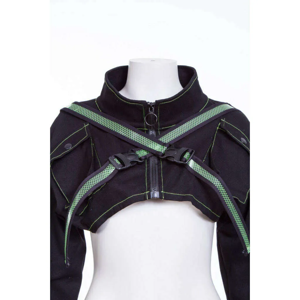 Cyberpunk Buckle Strapped Ultra Crop Jacket