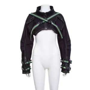 Cyberpunk Buckle Strapped Ultra Crop Jacket