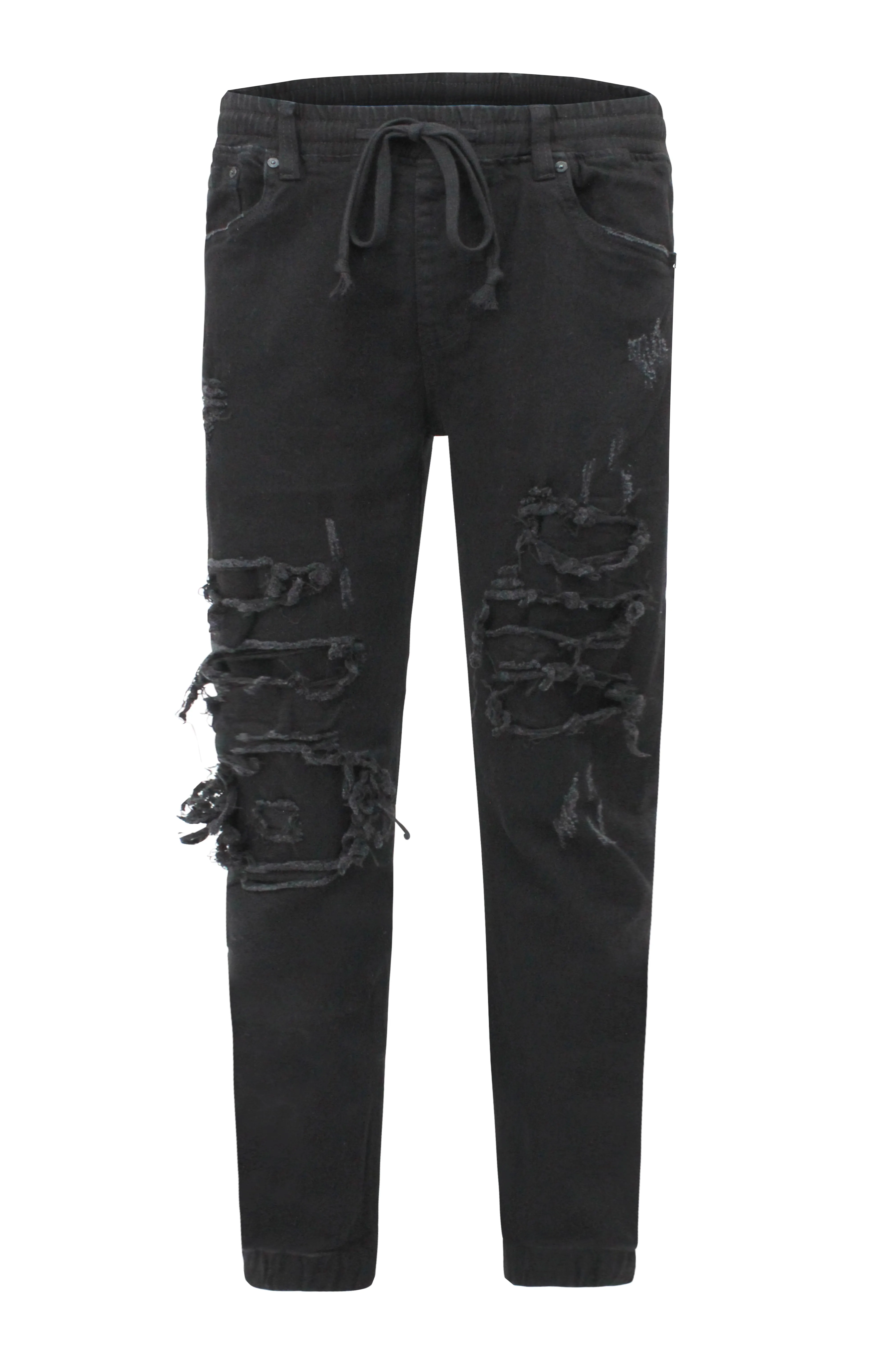 Distressed Denim Jogger Jeans