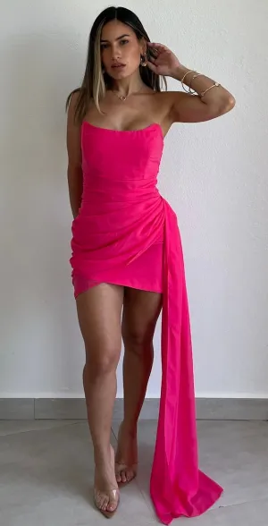 Effortless Attraction Fucshia Strapless Dress