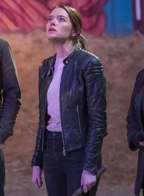 EMMA STONE ZOMBIELAND LEATHER JACKET BY TJS