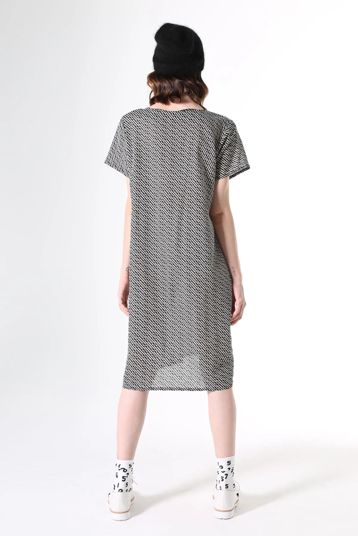 Escher Shift Dress in Seersucker