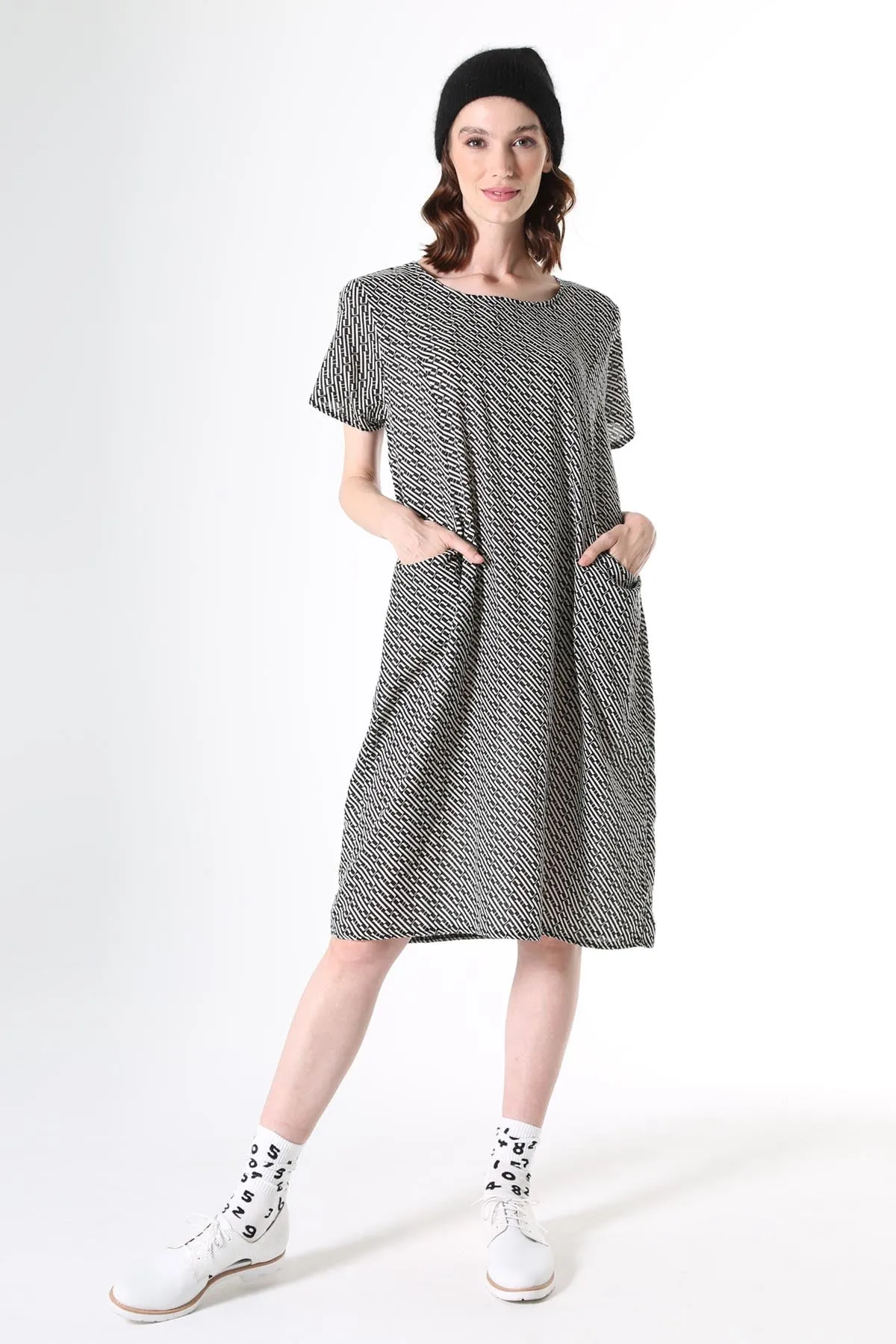 Escher Shift Dress in Seersucker