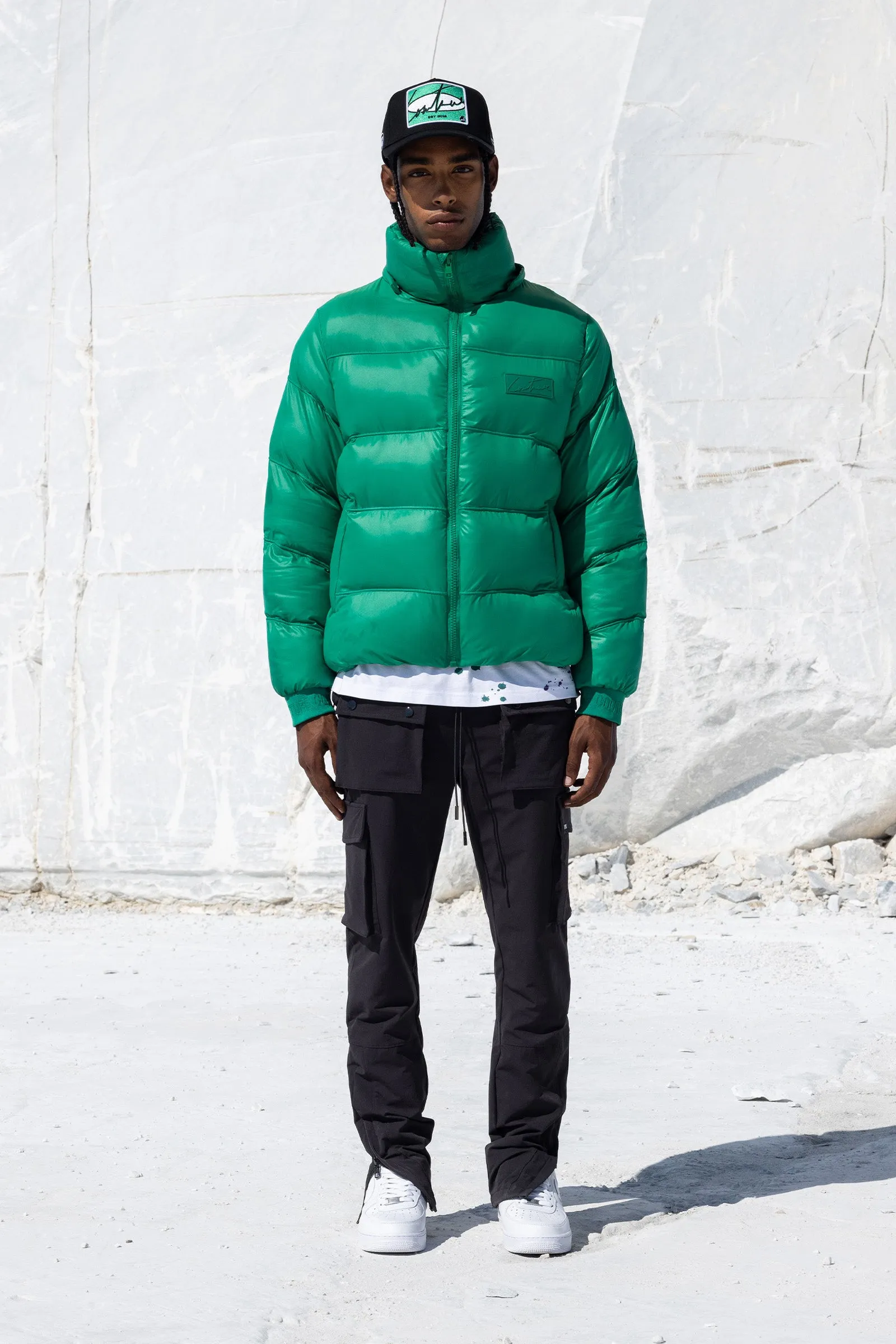 ESSENTIAL HIGH SHINE PUFFER - GREEN