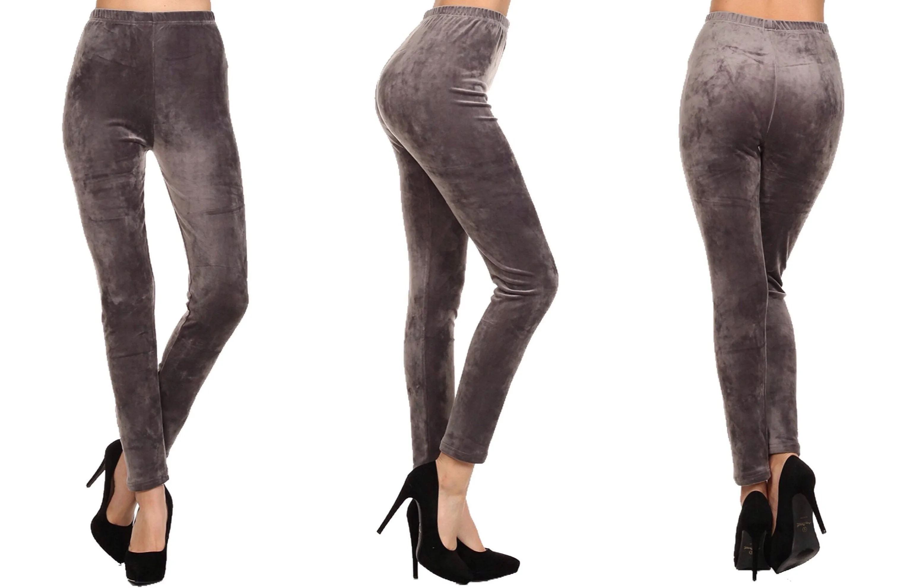 Fleece Velour Crushed Velvet Stretch Leggings