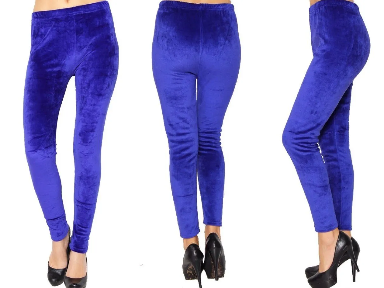 Fleece Velour Crushed Velvet Stretch Leggings