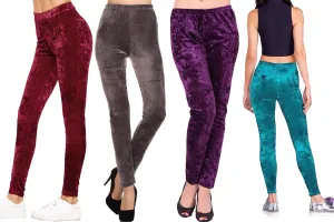 Fleece Velour Crushed Velvet Stretch Leggings