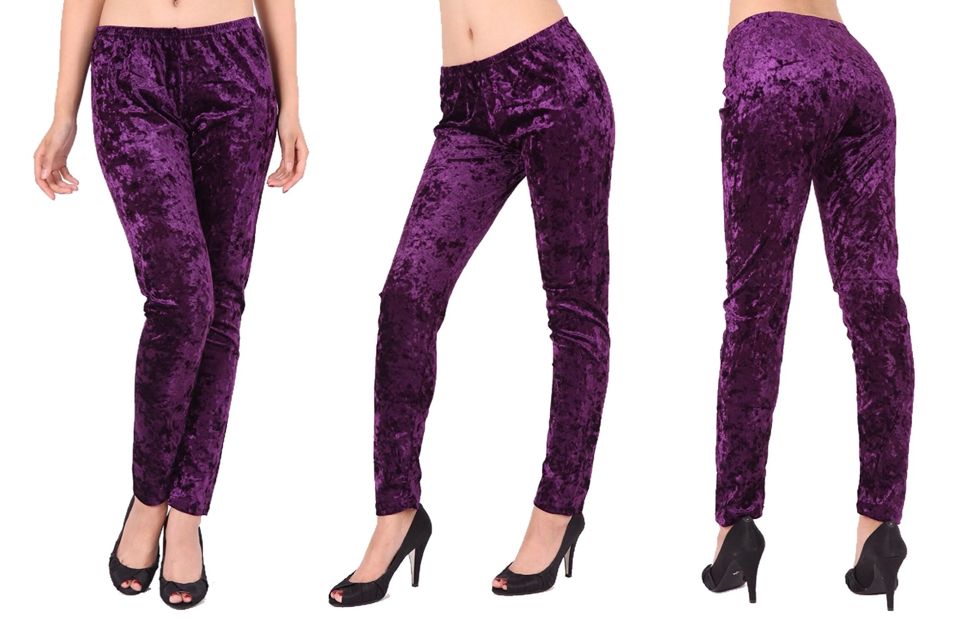 Fleece Velour Crushed Velvet Stretch Leggings