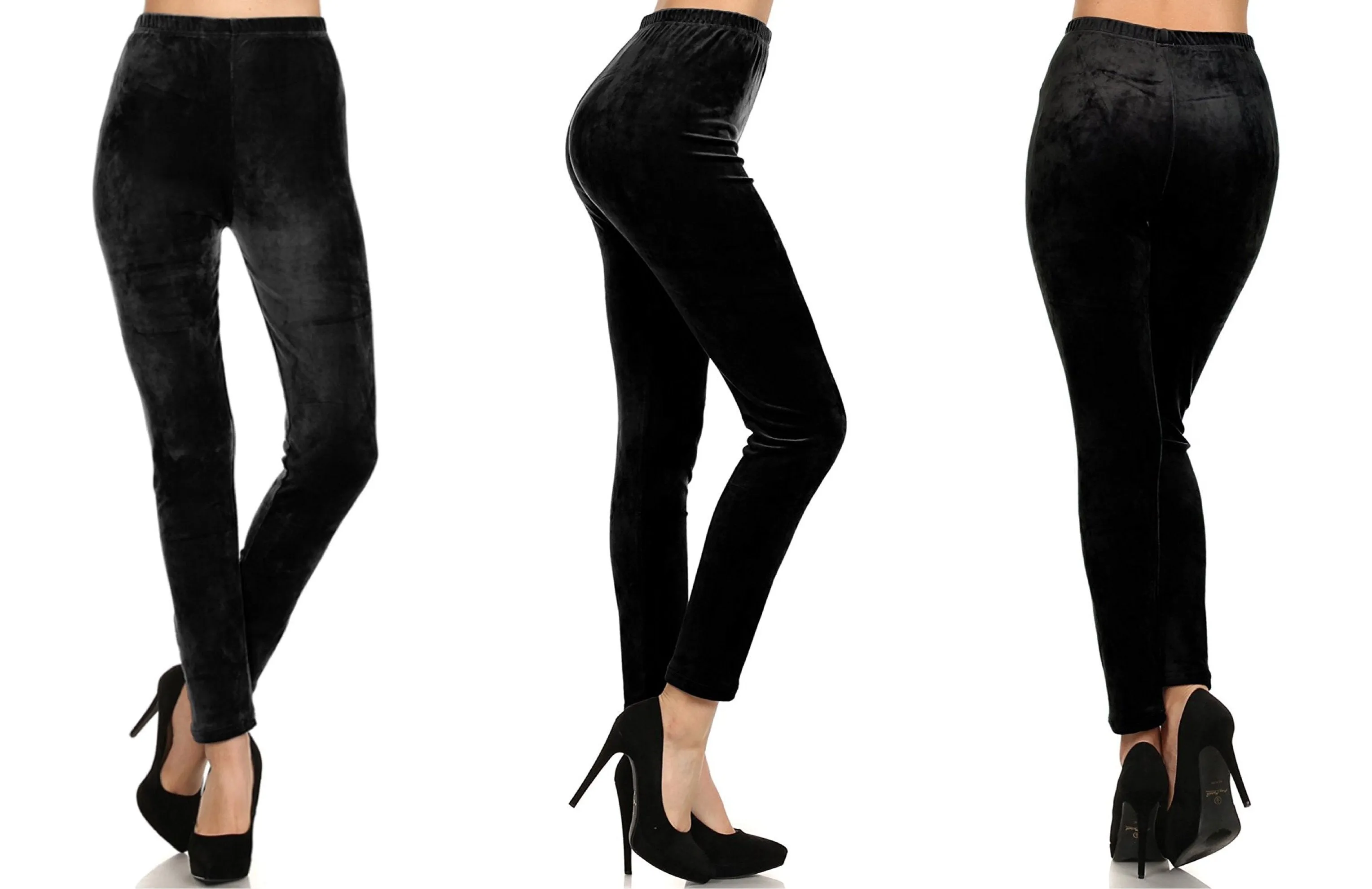 Fleece Velour Crushed Velvet Stretch Leggings