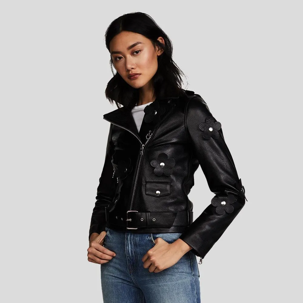 Florence Black Biker Leather Jacket