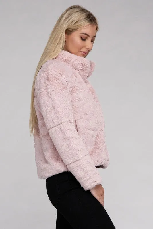 Fluffy Zip-Up Sweater Jacket - online exclusive