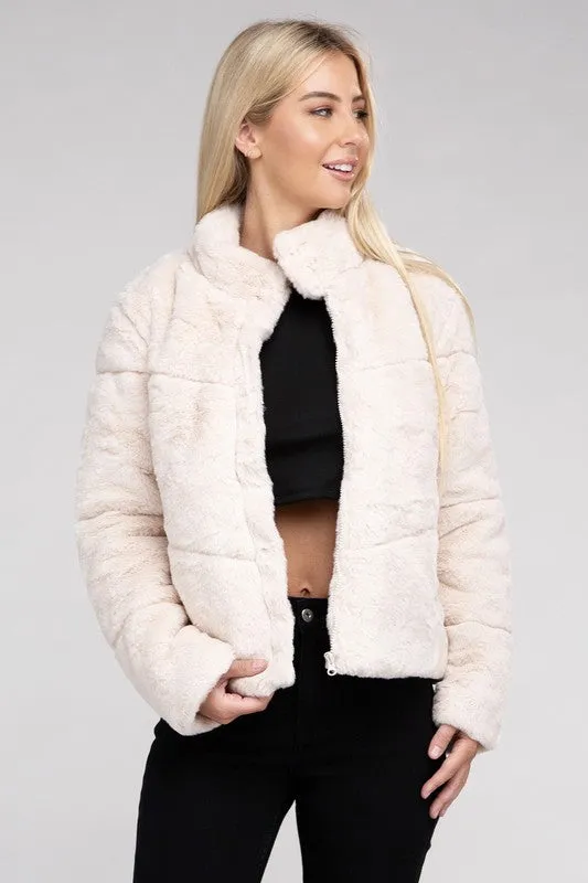 Fluffy Zip-Up Sweater Jacket - online exclusive