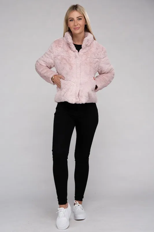 Fluffy Zip-Up Sweater Jacket - online exclusive