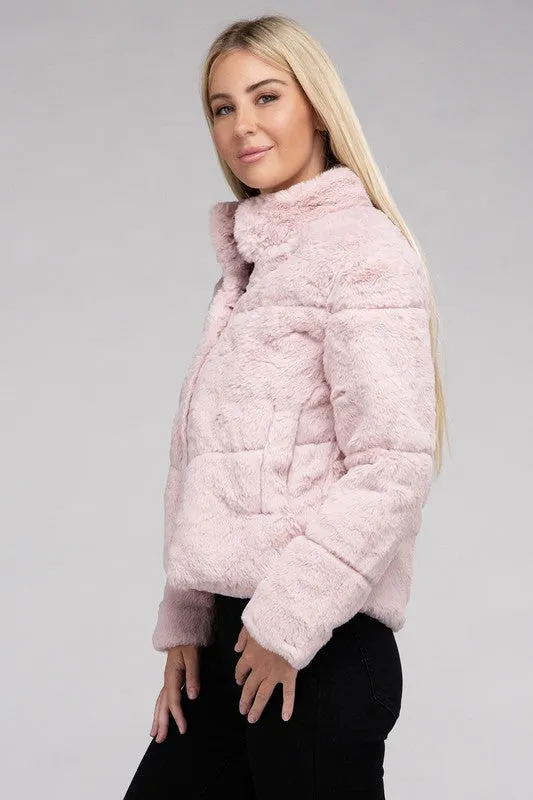 Fluffy Zip-Up Sweater Jacket - online exclusive