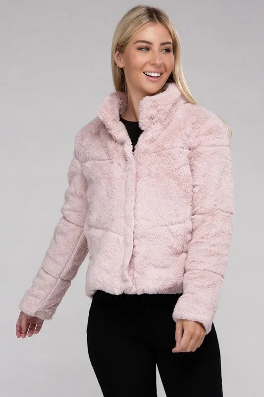 Fluffy Zip-Up Sweater Jacket - online exclusive