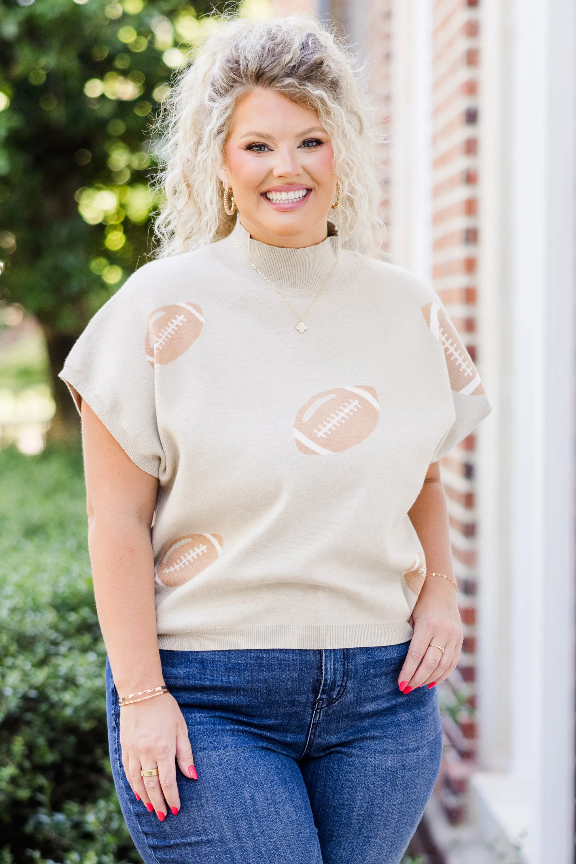 Football Mama Sweater, Oatmeal