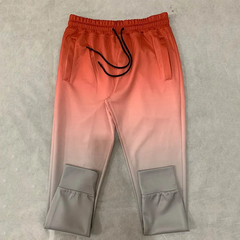 Gradient Color Men Drawstring Tapered Jogger Pants