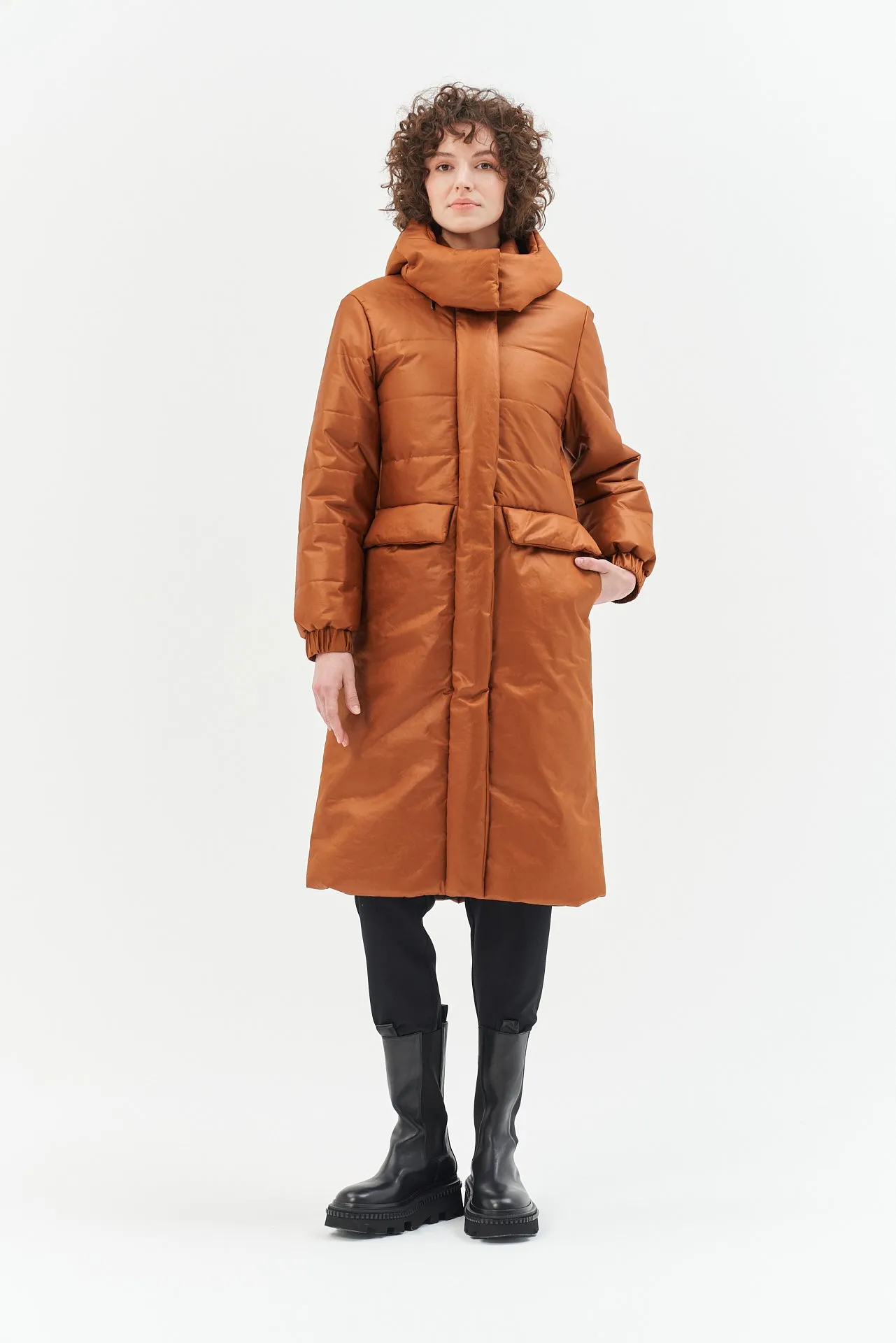 HAZEL MIDI COAT PADDED WITH CAMEL WOOL AND MEIDA