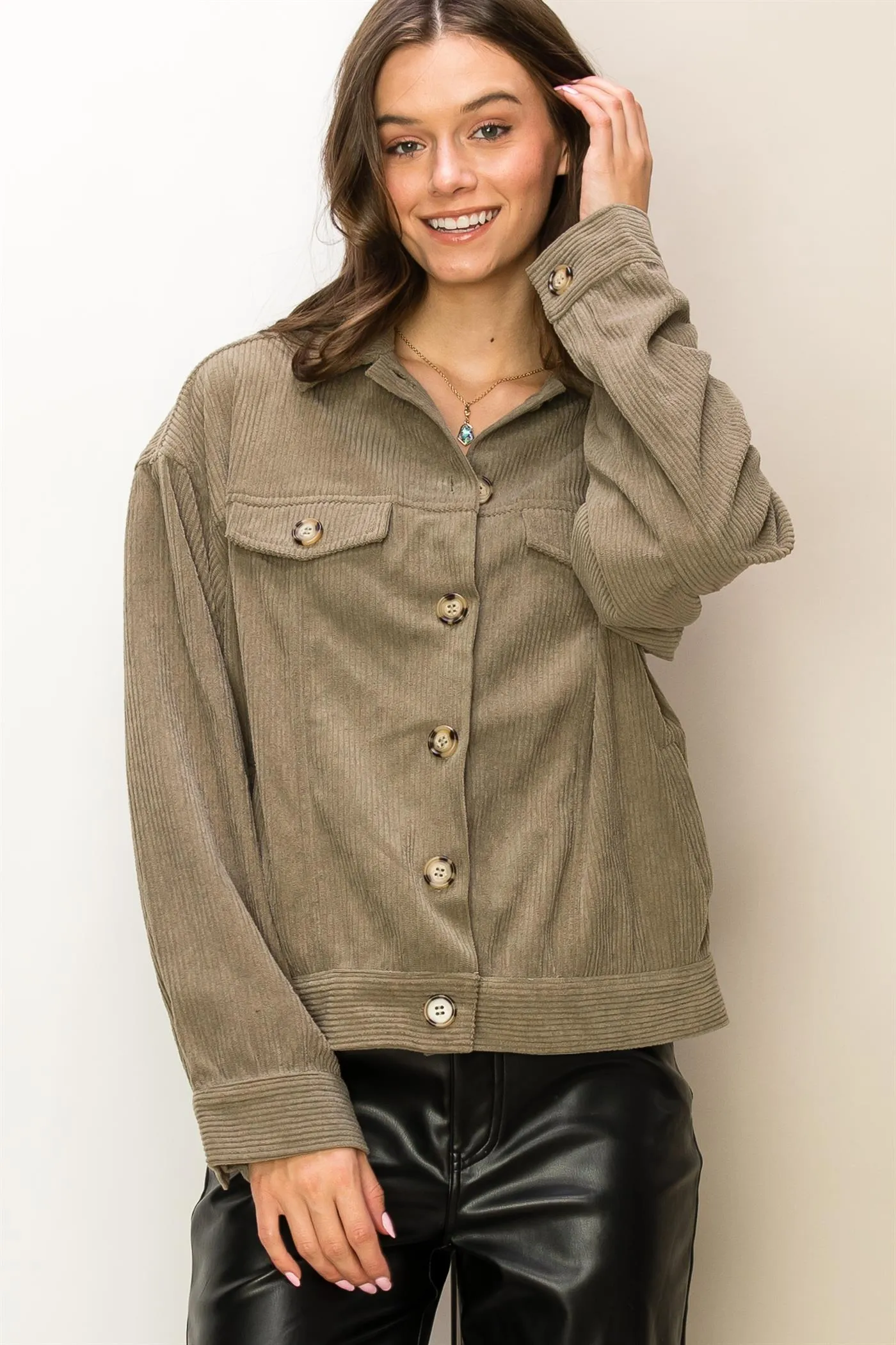 HF24A891-CORDUROY FLAP POCKET JACKET