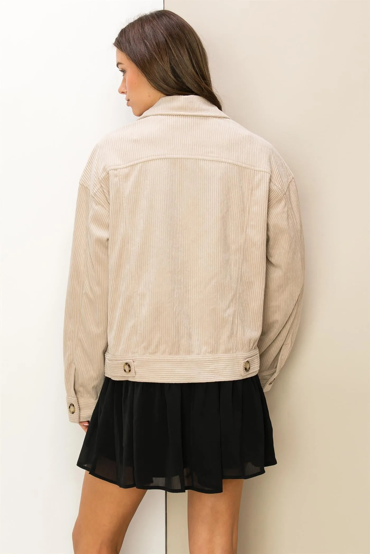 HF24A891-CORDUROY FLAP POCKET JACKET