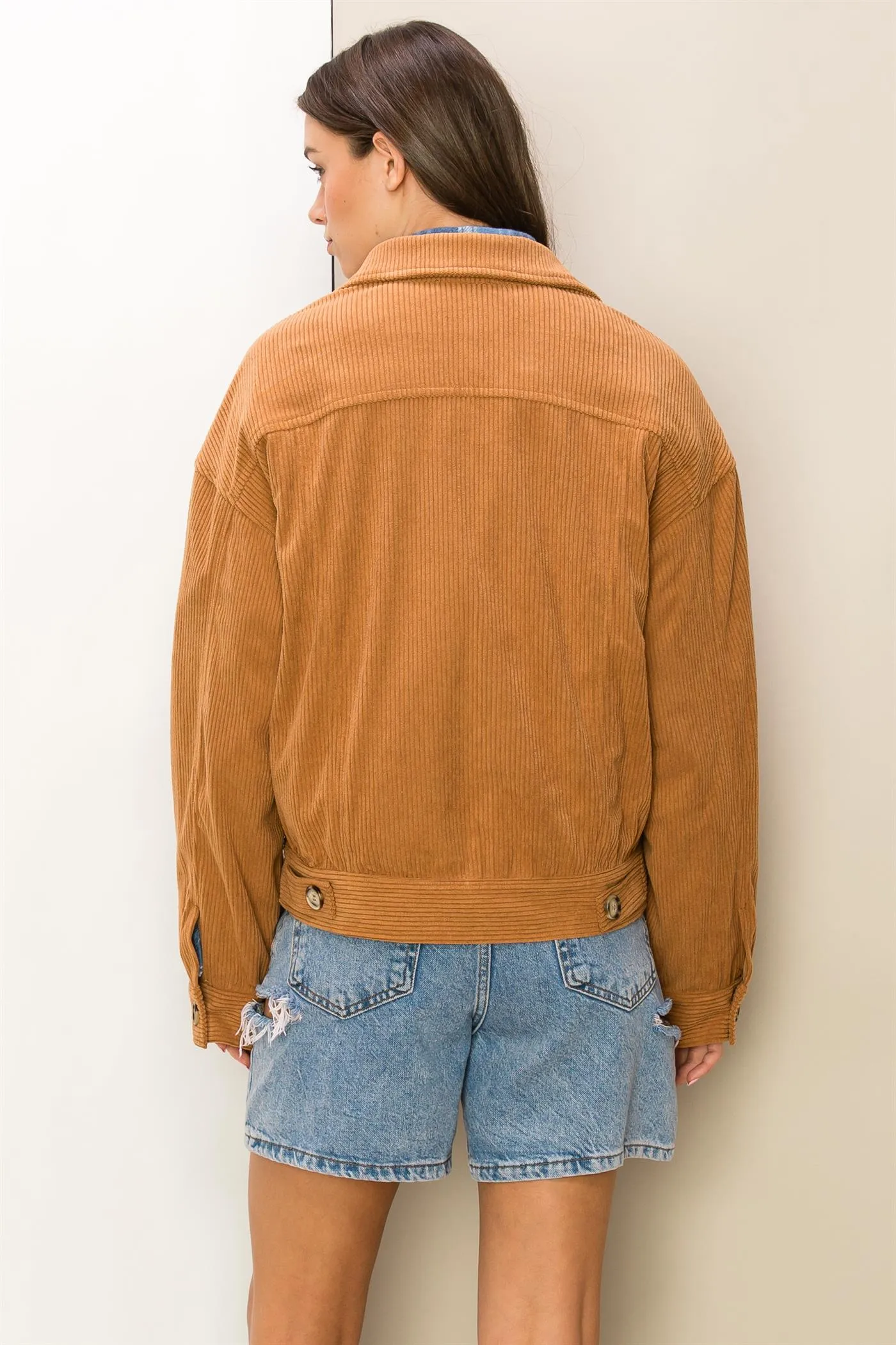 HF24A891-CORDUROY FLAP POCKET JACKET