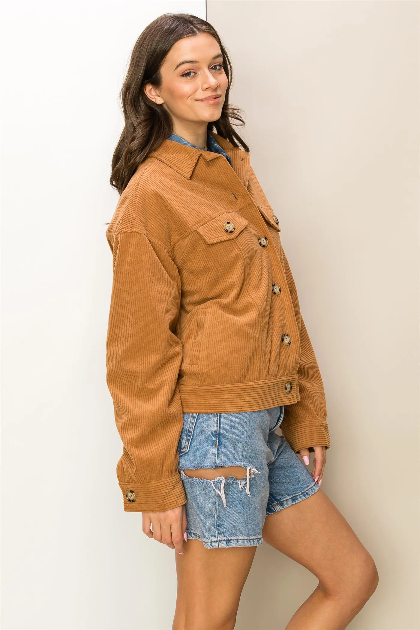 HF24A891-CORDUROY FLAP POCKET JACKET