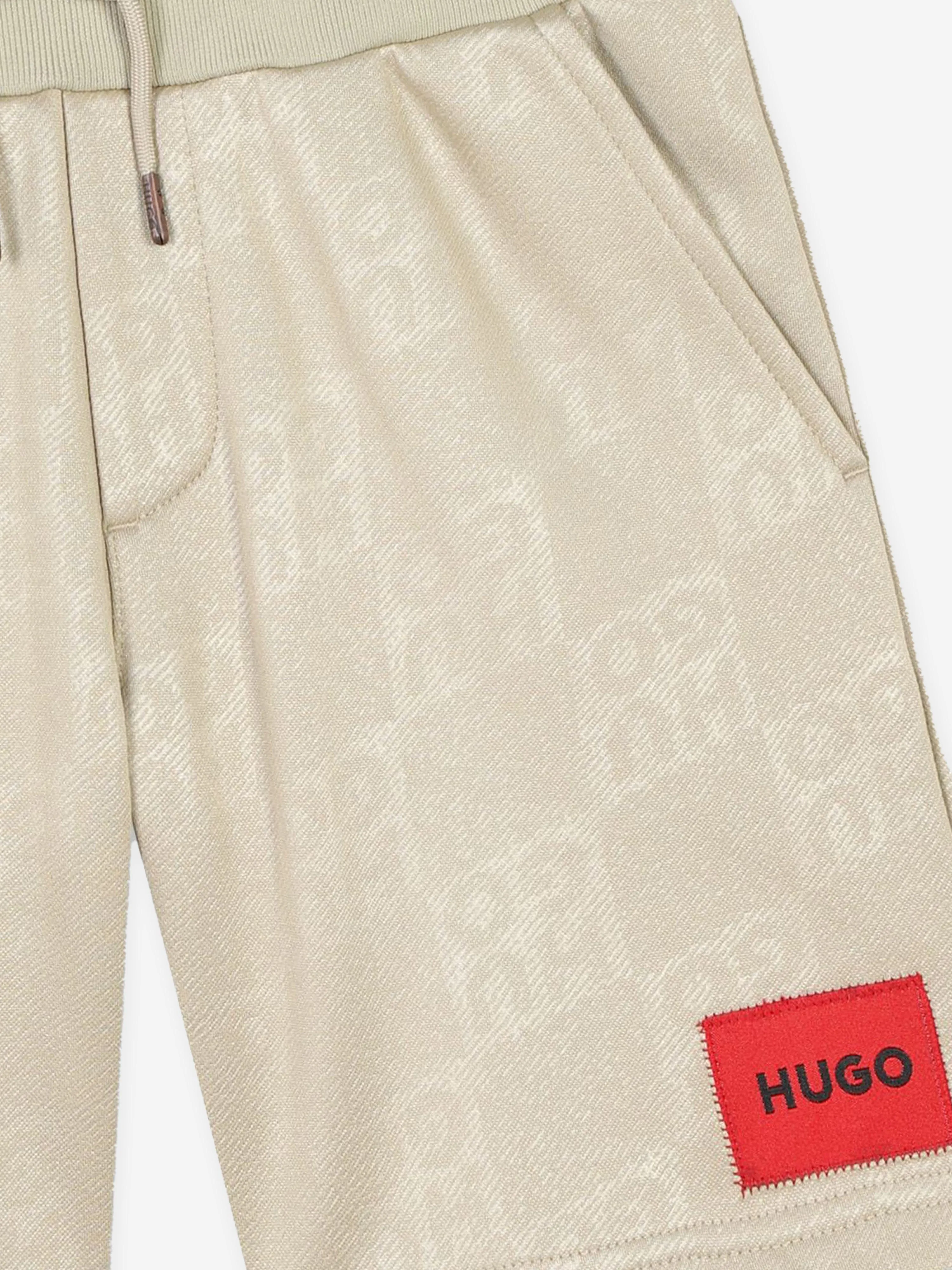 Hugo Boys Logo Shorts in Beige