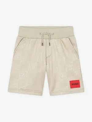 Hugo Boys Logo Shorts in Beige