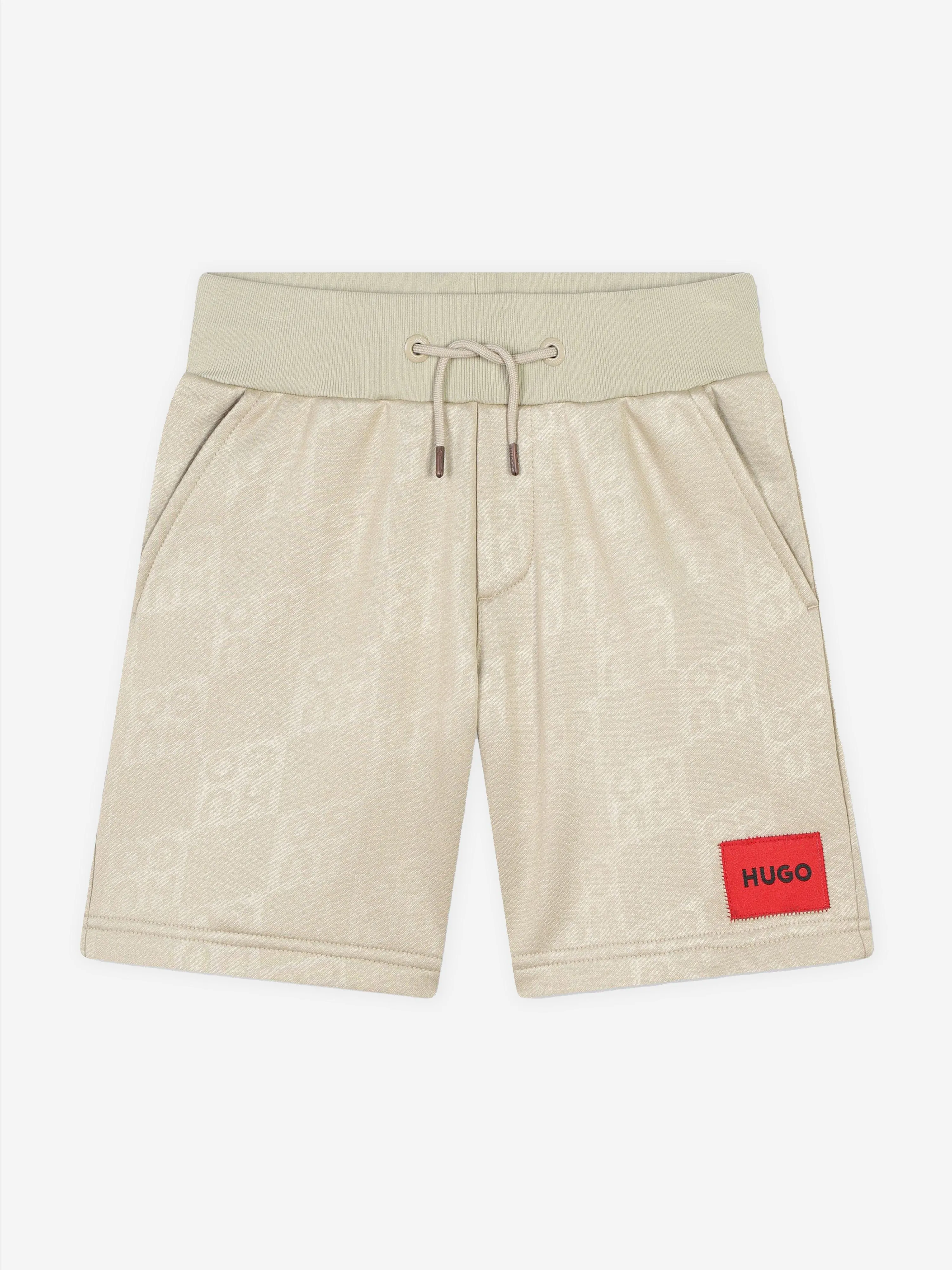 Hugo Boys Logo Shorts in Beige