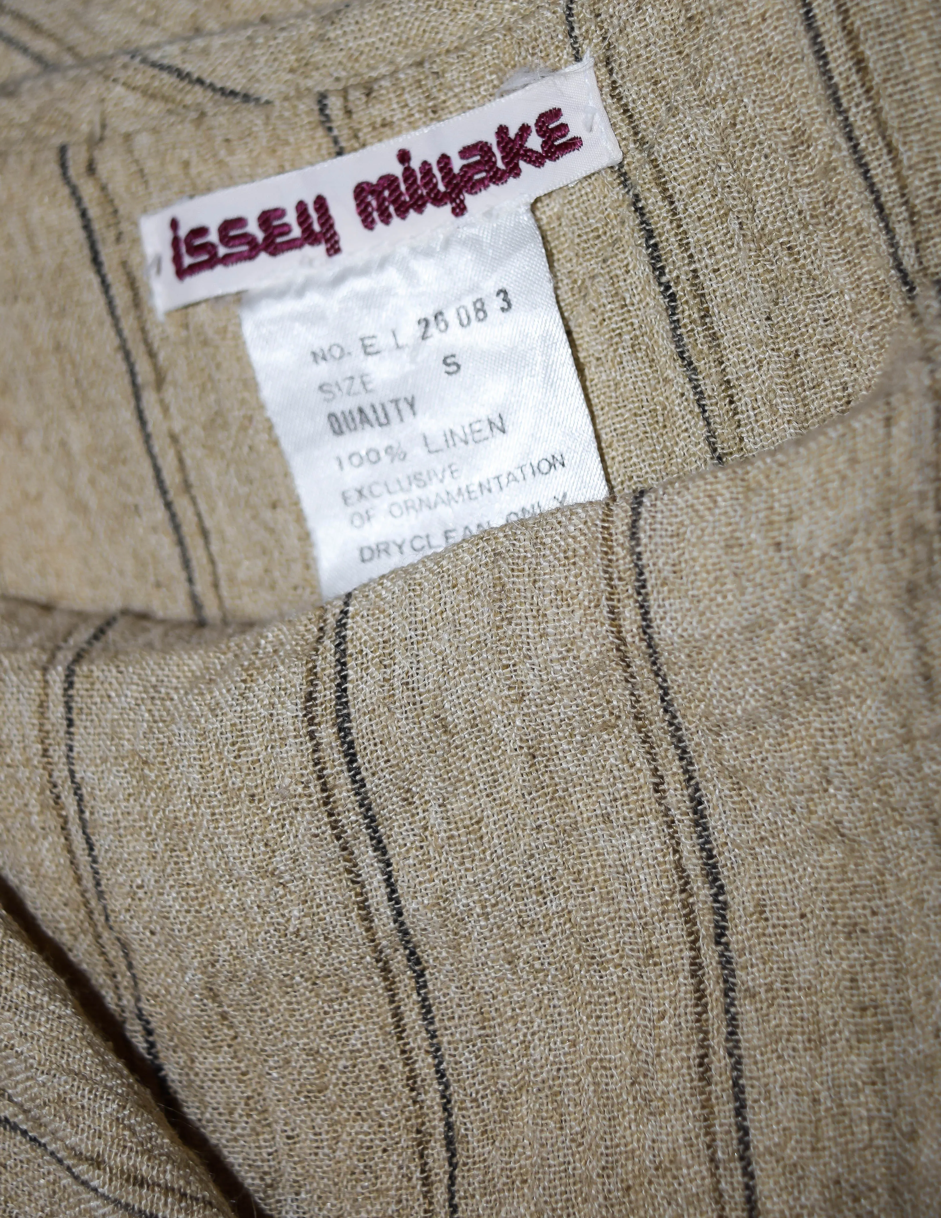 Issey Miyake Vintage Beige Linen Belted Wrap Duster Dress