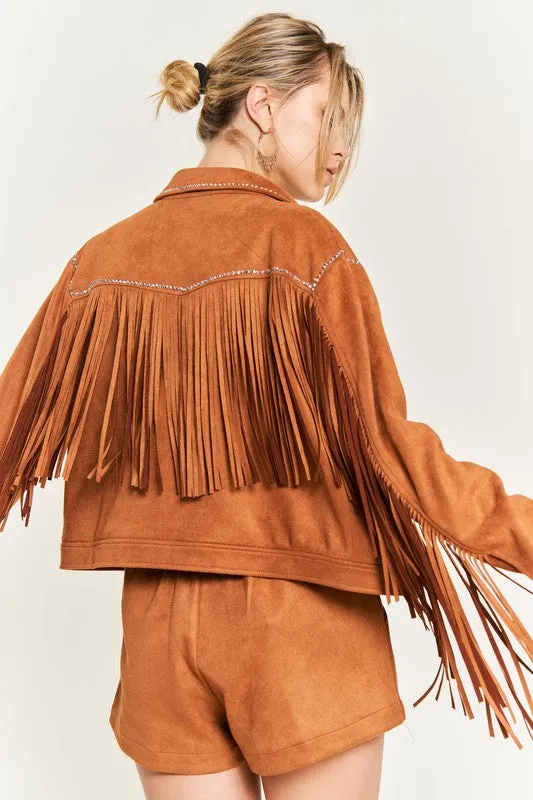 JADE & JANE Suede Studded Fringe Plus-size Jacket PLUS JJO5009P