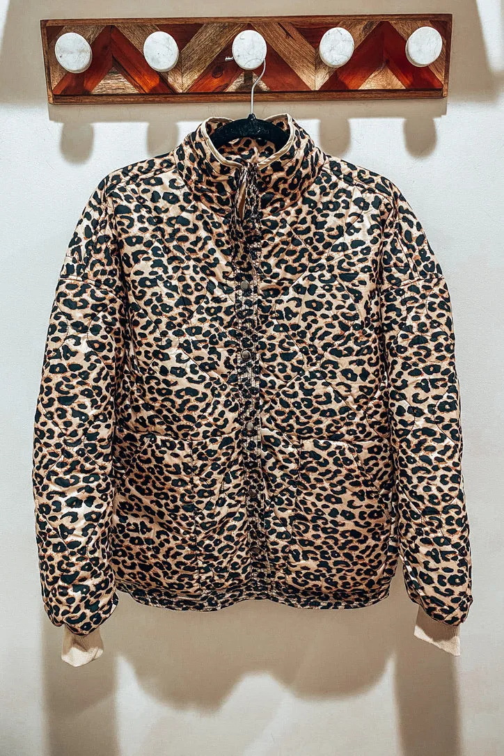 Leona Leopard Quilted Puffer Jacket