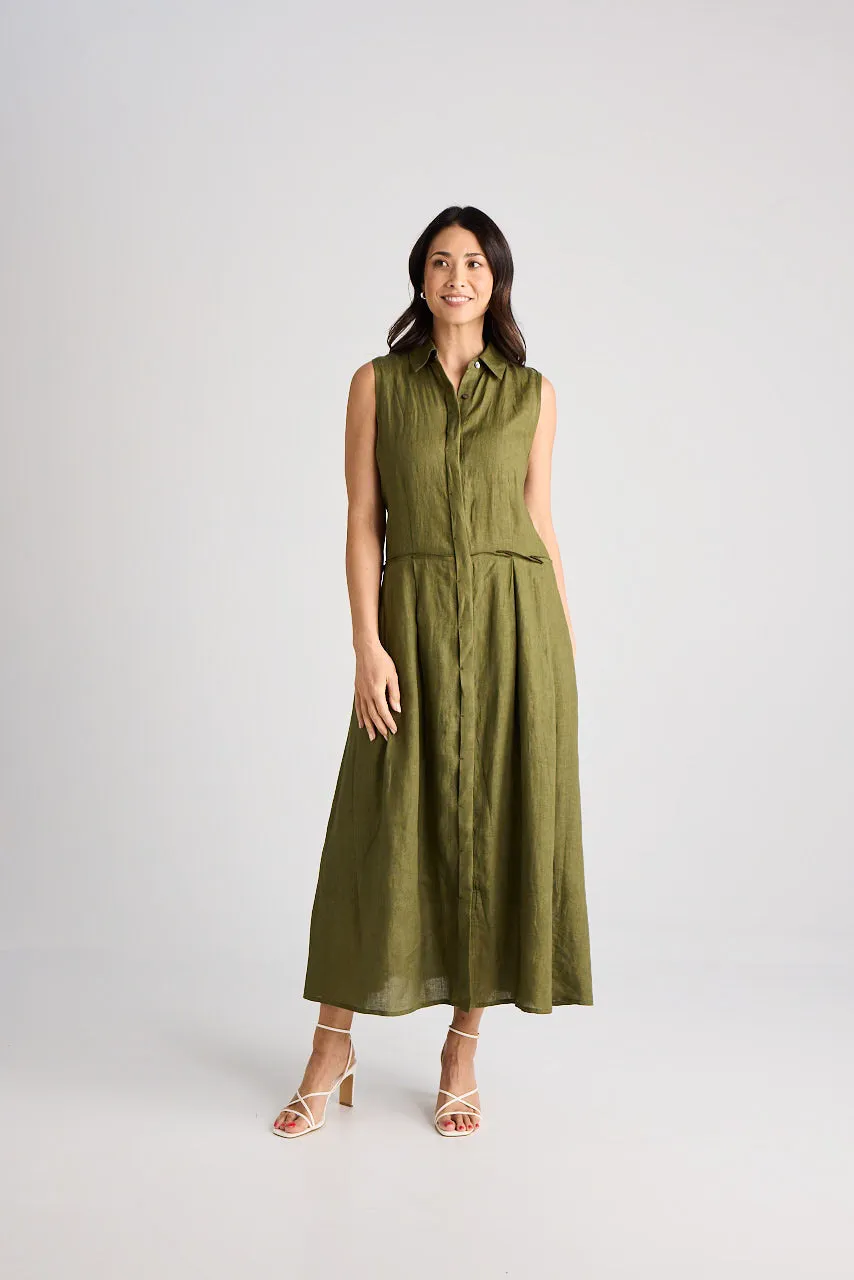 Lilli - Dress - Long - Olive - Linen